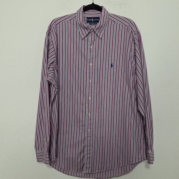 Ralph Lauren Men's Purple Multicolor Classic Fit Button Down Preppy Shirt Size L - Picture 1 of 10